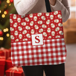Santa Red Gingham Monogrammed Christmas Tote Bag<br><div class="desc">Voeg een persoonlijk tintje toe aan uw vakantiestijl met deze Santa Claus monogrammed canvas tas. Deze canvas tas is voorzien van een heerlijk retro Santa-ontwerp in combinatie met een klassiek rood ginghampatroon en kan worden aangepast aan uw initiaal, waardoor het een uniek en feestelijk accessoire is. Ideaal voor vakantiegangers, het...</div>