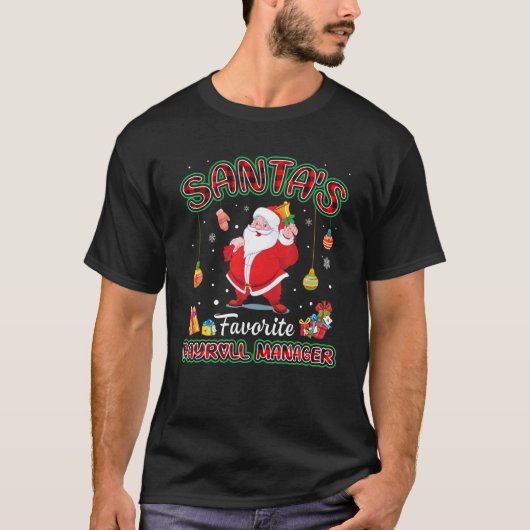 Santa Red Pset C van Santa's favoriete loonlijstma T-shirt (Voorkant)