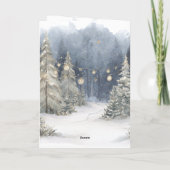 Santa Red Sleigh Reindeer Snow Christmas Trees Kaart (Achterkant)