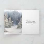 Santa Red Sleigh Reindeer Snow Christmas Trees Kaart (Binnen)