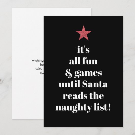 Santa Red Star Modern Tree Font Funny Quote Feestdagenkaart (Voorkant / Achterkant)