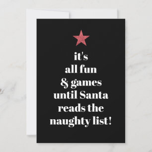 Santa Red Star Modern Tree Font Funny Quote Feestdagenkaart