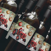 Santa Red Tractor  Boerderij Kerst Wijn Etiket