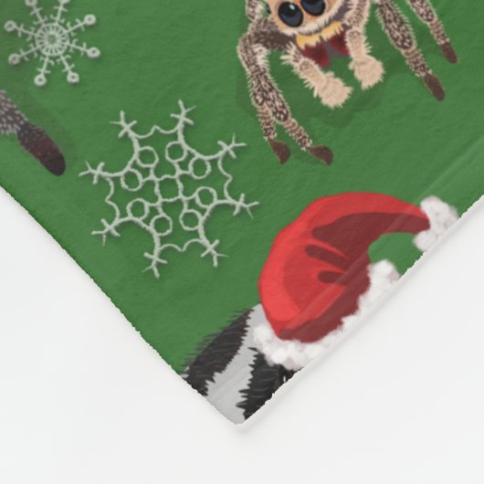 Santa Regal Jumping Spider Phidippus Regius green Fleece Deken (Hoek)