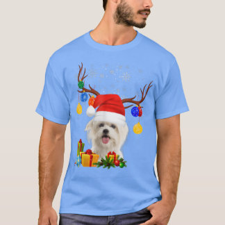 Santa Reindedarm Maltese hond kerstmis T-shirt