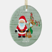 Santa Reindeer 2020 Face mask Covid Wood Keramisch Ornament (Rechts)