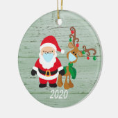 Santa Reindeer 2020 Face mask Covid Wood Keramisch Ornament (Links)