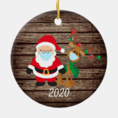 Santa Reindeer 2020 Face mask Covid Wood Keramisch Ornament (Achterkant)