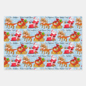 Santa Reindeer Add Child's Name Christmas 3 Inpakpapier Vel (Voorkant 3)
