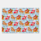 Santa Reindeer Add Child's Name Christmas 3 Inpakpapier Vel (Voorkant)