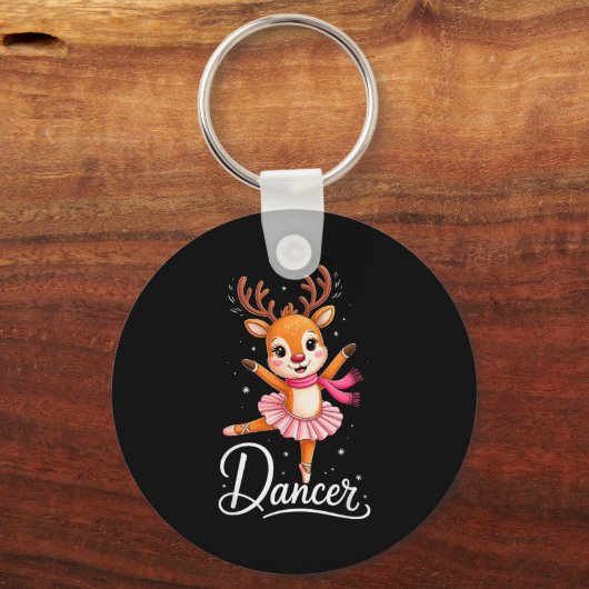 Santa Reindeer Ballet Dancer Cute Christmas Men Wo Sleutelhanger (Voorkant)