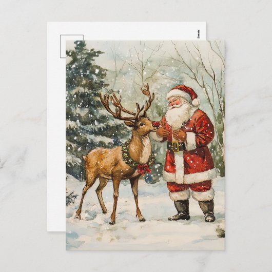 Santa Reindeer Bedankt voor het Briefkaart (Voorkant / Achterkant)