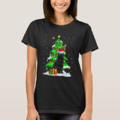 Santa Reindeer Black Cat Xmas Tree Lights Christma T-shirt (Voorkant)
