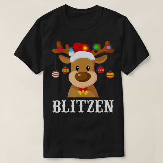 Santa Reindeer Blitzen Xmas Group Costume T-shirt (Design voorkant)
