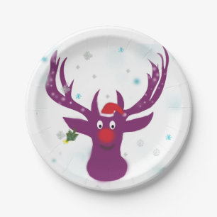 Santa Reindeer Custom Paper Borden 7 in Papieren Bordje