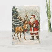 Santa Reindeer  Dank u kerst Kaart (Voorkant)