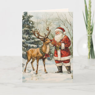 Santa Reindeer  Dank u kerst Kaart