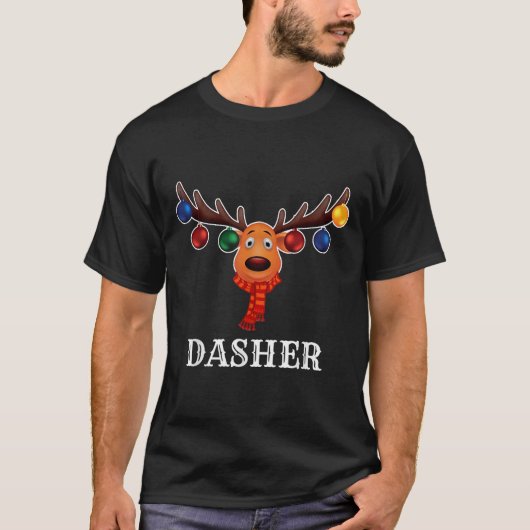 Santa Reindeer Dasher Xmas Group Costume  T-shirt (Voorkant)
