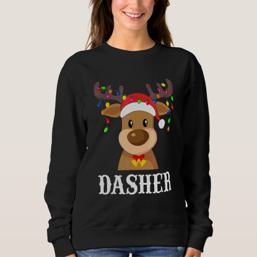 Santa Reindeer Dasher Xmas Group Costume Trui (Voorkant)