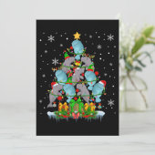 Santa Reindeer Elf beheert kerstboomverlichting Kaart (Staand voorkant)