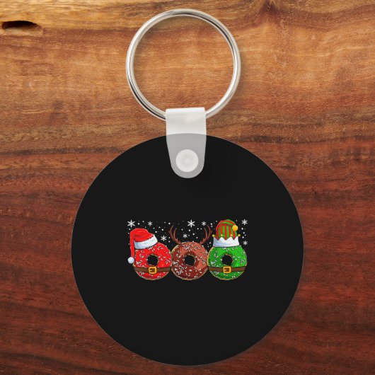 Santa Reindeer Elf Donut Doughnut Christmas Womens Sleutelhanger (Voorkant)