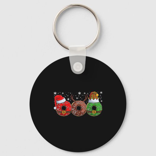 Santa Reindeer Elf Donut Doughnut Christmas Womens Sleutelhanger (Voorkant)