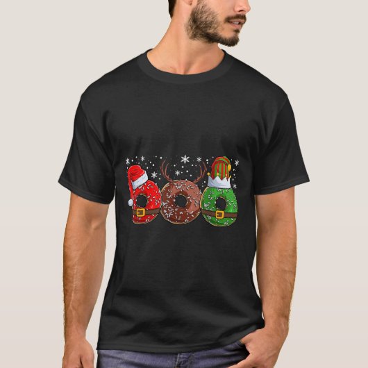Santa Reindeer Elf Donut Doughnut Christmas Womens T-shirt (Voorkant)