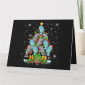 Santa Reindeer Elf Manatees Christmas Tree Lights Kaart (Achterkant)