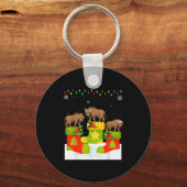 Santa Reindeer Elf Wildebeest In Christmas Socks U Sleutelhanger (Voorkant)