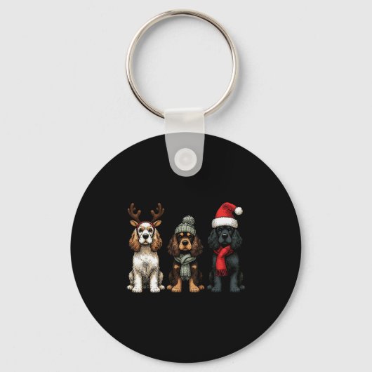 Santa Reindeer Er Spaniel Christmas Er Lover Pajam Sleutelhanger (Voorkant)