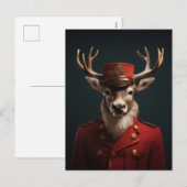 Santa Reindeer Feestdagenkaart (Voorkant / Achterkant)
