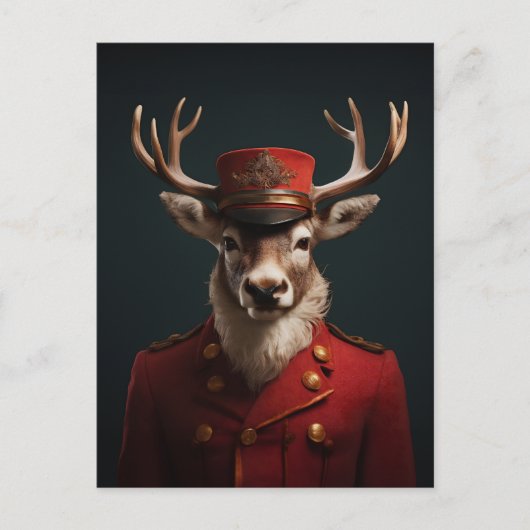 Santa Reindeer Feestdagenkaart (Voorkant)