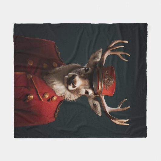 Santa Reindeer Fleece Deken (Voorkant (Horizontaal))