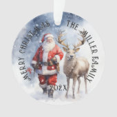 Santa Reindeer gepersonaliseerd Ornament (voorkant)