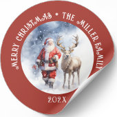  Santa Reindeer gepersonaliseerd Ronde Sticker