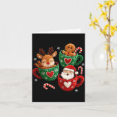 Santa Reindeer Gingerbread Faux Yarn Christmas  Kaart (Gele Bloem)