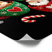 Santa Reindeer Gingerbread Faux Yarn Christmas  Poster (Hoek)