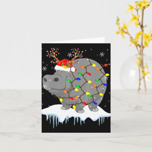 Santa Reindeer Hip Xmas Light Santa Reindeer Hip  Kaart (Gele Bloem)