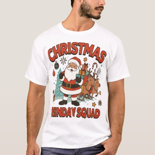 Santa Reindeer Holiday Crew Family Party Shirt (Voorkant)