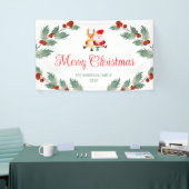 Santa Reindeer Holly Berries Kerstmis Spandoek (Beurs)