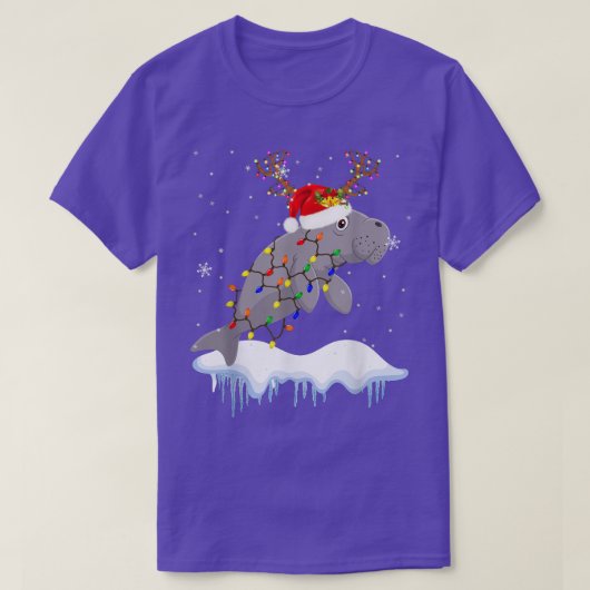 Santa Reindeer Manatee Xmas Light Santa Reindeer M T-shirt (Design voorkant)