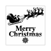 Santa Reindeer Merry Christmas Card Snowflakes Rubberstempel (Afrduk)