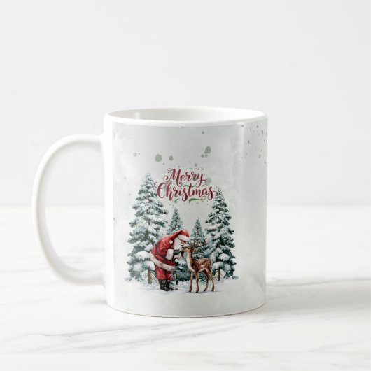 Santa & Reindeer Merry Christmas Mug Koffiemok (Links)