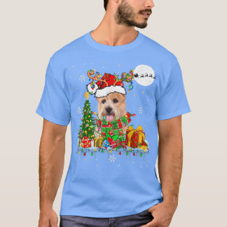Santa Reindeer Norwich Terrier Xmas - boomlampjes T-shirt