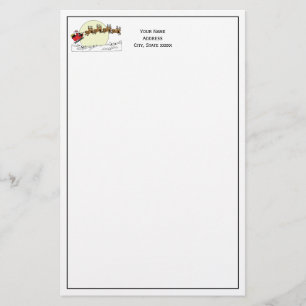 Santa Reindeer over sneeuw afgedekt door stad Lt M Briefpapier