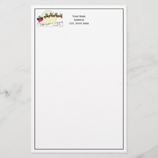 Santa Reindeer over sneeuw afgedekt door stad Lt M Briefpapier (Voorkant)