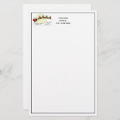 Santa Reindeer over sneeuw afgedekt door stad Lt M Briefpapier (Voorkant / Achterkant)