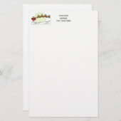 Santa Reindeer over sneeuw afgedekt door stad Lt M Briefpapier (Voorkant / Achterkant)