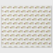 Santa Reindeer over sneeuw afgedekt door stad Lt M Cadeaupapier (Vlak)