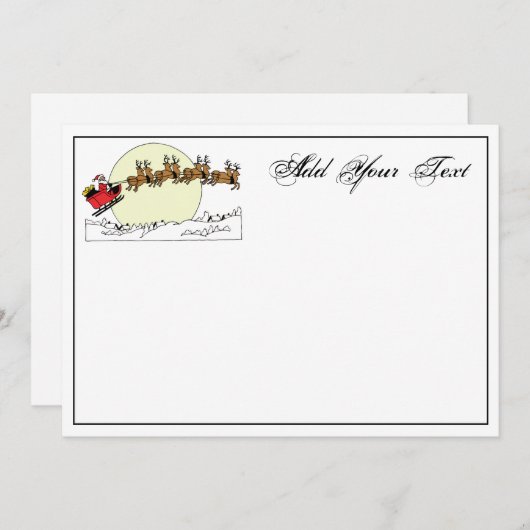 Santa Reindeer over sneeuw afgedekt door stad Lt M Feestdagenkaart (Voorkant / Achterkant)